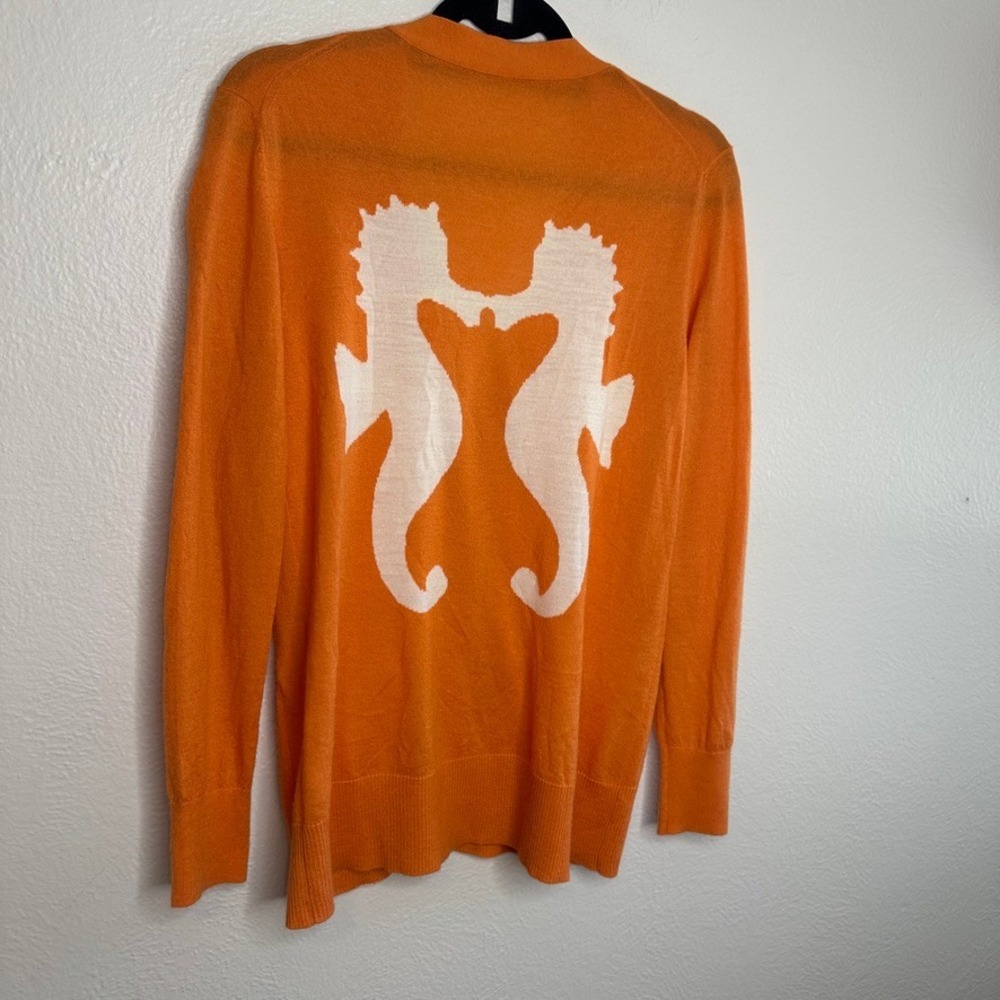 Seaton 100% Cashmere Seahorse Cardigan Orange Sweater Medium (Estimated)
